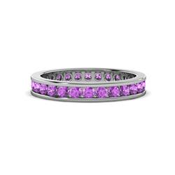 Celina Round Amethyst Eternity Band Round Amethyst ctw Channel Set Womens Eternity Ring Stackable K White Gold