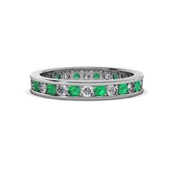 Celina Round Emerald and Diamond Eternity Band Round Emerald and Diamond ctw Channel Set Womens Eternity Ring Stackable K White Gold