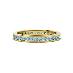 Celina Round Aquamarine Eternity Band Round Aquamarine ctw Channel Set Womens Eternity Ring Stackable K Yellow Gold