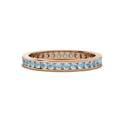 Celina Round Aquamarine Eternity Band Round Aquamarine ctw Channel Set Womens Eternity Ring Stackable K Rose Gold