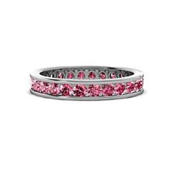 Celina Round Pink Tourmaline Eternity Band Round Pink Tourmaline ctw Channel Set Womens Eternity Ring Stackable K White Gold