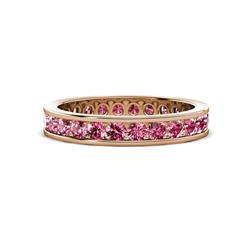 Celina Round Pink Tourmaline Eternity Band Round Pink Tourmaline ctw Channel Set Womens Eternity Ring Stackable K Rose Gold