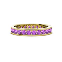 Celina Round Amethyst Eternity Band Round Amethyst ctw Channel Set Womens Eternity Ring Stackable K Yellow Gold
