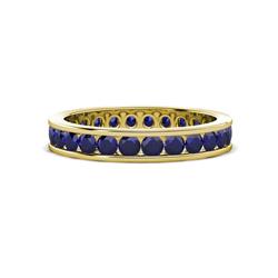 Celina Round Blue Sapphire Eternity Band Round Blue Sapphire ctw Channel Set Womens Eternity Ring Stackable K Yellow Gold