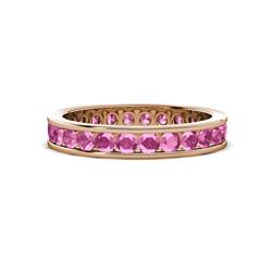 Celina Round Pink Sapphire Eternity Band Round Pink Sapphire ctw Channel Set Womens Eternity Ring Stackable K Rose Gold
