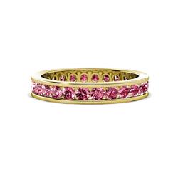 Celina Round Pink Tourmaline Eternity Band Round Pink Tourmaline ctw Channel Set Womens Eternity Ring Stackable K Yellow Gold