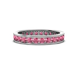 Celina Round Rhodolite Garnet Eternity Band Round Rhodolite Garnet ctw Channel Set Womens Eternity Ring Stackable K White Gold