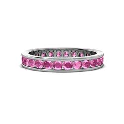 Celina Round Pink Sapphire Eternity Band Round Pink Sapphire ctw Channel Set Womens Eternity Ring Stackable Platinum
