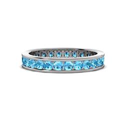 Celina Round Blue Topaz Eternity Band Round Blue Topaz ctw Channel Set Womens Eternity Ring Stackable Platinum