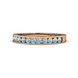 Kathiryn Aquamarine Stone Wedding Band Aquamarine Stone Channel Set Womens Wedding Band Stackable ctw K Rose Gold