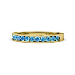 Kathiryn Blue Topaz Stone Wedding Band Blue Topaz Stone Channel Set Womens Wedding Band Stackable ctw K Yellow Gold