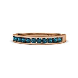 Kathiryn Blue Diamond Stone Wedding Band Blue Diamond Stone Channel Set Womens Wedding Band Stackable ctw K Rose Gold