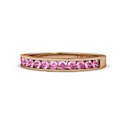 Kathiryn Pink Sapphire Stone Wedding Band Pink Sapphire Stone Channel Set Womens Wedding Band Stackable ctw K Rose Gold
