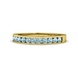 Kathiryn Aquamarine Stone Wedding Band Aquamarine Stone Channel Set Womens Wedding Band Stackable ctw K Yellow Gold