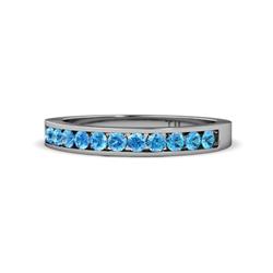 Kathiryn Blue Topaz Stone Wedding Band Blue Topaz Stone Channel Set Womens Wedding Band Stackable ctw K White Gold
