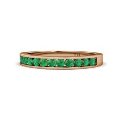 Kathiryn Emerald Stone Wedding Band Emerald Stone Channel Set Womens Wedding Band Stackable ctw K Rose Gold