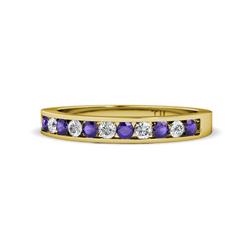 Kathiryn Iolite and Diamond Stone Wedding Band Iolite and Diamond Stone Channel Set Womens Wedding Band Stackable ctw K Yellow Gold