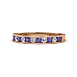 Kathiryn Iolite and Diamond Stone Wedding Band Iolite and Diamond Stone Channel Set Womens Wedding Band Stackable ctw K Rose Gold
