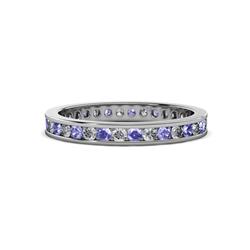 Celina Round Tanzanite and Diamond Eternity Band Round Tanzanite and Diamond ctw Channel Set Womens Eternity Ring Stackable K White Gold