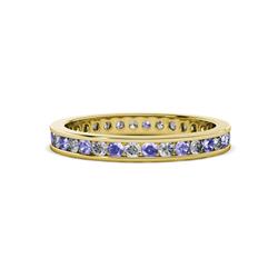 Celina Round Tanzanite and Diamond Eternity Band Round Tanzanite and Diamond ctw Channel Set Womens Eternity Ring Stackable K Yellow Gold
