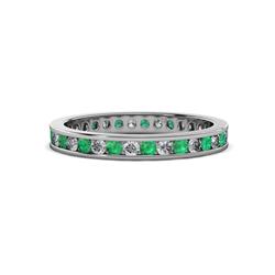 Celina Round Emerald and Diamond Eternity Band Round Emerald and Diamond ctw Channel Set Womens Eternity Ring Stackable K White Gold