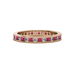 Celina Round Ruby and Diamond Eternity Band Round Ruby and Diamond ctw Channel Set Womens Eternity Ring Stackable K Rose Gold