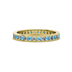 Celina Round Blue Topaz and Diamond Eternity Band Round Blue Topaz and Diamond ctw Channel Set Womens Eternity Ring Stackable K Yellow Gold