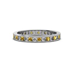 Celina Round Citrine and Diamond Eternity Band Round Citrine and Diamond ctw Channel Set Womens Eternity Ring Stackable K White Gold