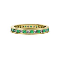 Celina Round Emerald and Diamond Eternity Band Round Emerald and Diamond ctw Channel Set Womens Eternity Ring Stackable K Yellow Gold