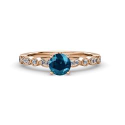 Renea ctw Blue Diamond with accented Diamonds Engagement Ring ctw Blue Diamond with accented Diamonds Womens Engagement Ring with Milgrain work in K Rose Gold