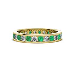 Celina Round Emerald and Diamond Eternity Band Round Emerald and Diamond ctw Channel Set Womens Eternity Ring Stackable K Yellow Gold