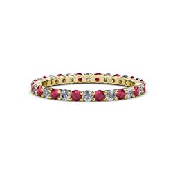 Joyce Ruby and Diamond Eternity Band Ruby and Diamond Common Prong Womens Eternity Ring Stackable ctw K Yellow Gold
