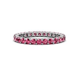 Joyce Round Pink Tourmaline Eternity Band Round Pink Tourmaline ctw Common Prong Womens Eternity Ring Stackable in K White Gold
