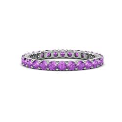 Joyce Round Amethyst Eternity Band Round Amethyst ctw Common Prong Womens Eternity Ring Stackable in K White Gold