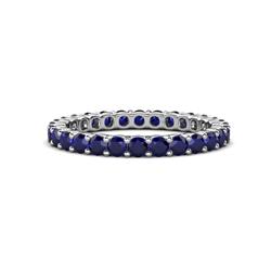 Joyce Round Blue Sapphire Eternity Band Round Blue Sapphire ctw Common Prong Womens Eternity Ring Stackable in K White Gold