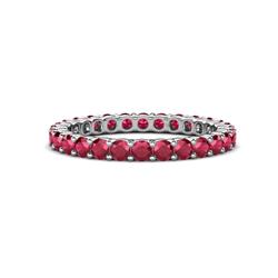 Joyce Round Ruby Eternity Band Round Ruby ctw Common Prong Womens Eternity Ring Stackable in K White Gold