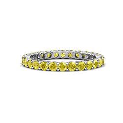 Joyce Round Yellow Sapphire Eternity Band Round Yellow Sapphire ctw Common Prong Womens Eternity Ring Stackable in K White Gold
