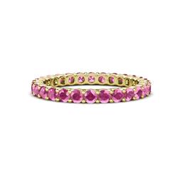 Joyce Round Pink Sapphire Eternity Band Round Pink Sapphire ctw Common Prong Womens Eternity Ring Stackable in K Yellow Gold