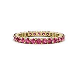 Joyce Round Pink Tourmaline Eternity Band Round Pink Tourmaline ctw Common Prong Womens Eternity Ring Stackable in K Yellow Gold
