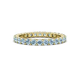 Joyce Round Aquamarine Eternity Band Round Aquamarine ctw Common Prong Womens Eternity Ring Stackable in K Yellow Gold