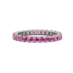 Joyce Round Pink Sapphire Eternity Band Round Pink Sapphire ctw Common Prong Womens Eternity Ring Stackable in Platinum