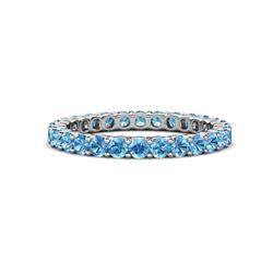 Joyce Round Blue Topaz Eternity Band Round Blue Topaz ctw Common Prong Womens Eternity Ring Stackable in Platinum