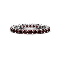 Joyce Round Red Garnet Eternity Band Round Red Garnet ctw Common Prong Womens Eternity Ring Stackable in Platinum