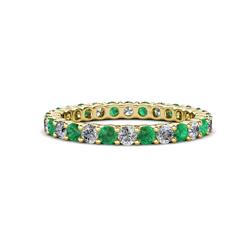 Joyce Emerald and Diamond Eternity Band Emerald and Diamond Common Prong Womens Eternity Ring Stackable ctw K Yellow Gold