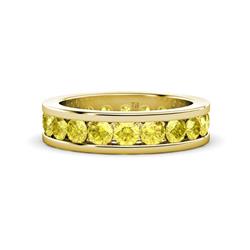 Celina Round Yellow Sapphire Eternity Band Round Yellow Sapphire ctw Channel Set Womens Eternity Ring Stackable K Yellow Gold