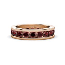 Celina Round Red Garnet Eternity Band Round Red Garnet ctw Channel Set Womens Eternity Ring Stackable K Rose Gold