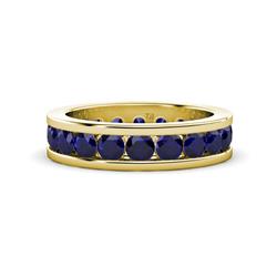 Celina Round Blue Sapphire Eternity Band Round Blue Sapphire ctw Channel Set Womens Eternity Ring Stackable K Yellow Gold