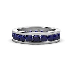 Celina Round Blue Sapphire Eternity Band Round Blue Sapphire ctw Channel Set Womens Eternity Ring Stackable Platinum