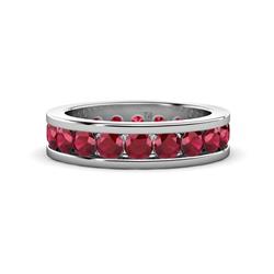 Celina Round Ruby Eternity Band Round Ruby ctw Channel Set Womens Eternity Ring Stackable Platinum
