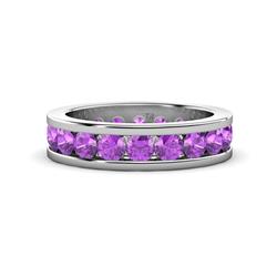 Celina Round Amethyst Eternity Band Round Amethyst ctw Channel Set Womens Eternity Ring Stackable Platinum